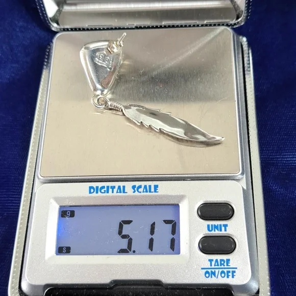 Vintage Native American Turquoise Sterling Silver Feather Earrings Signed - Picture 11 of 15